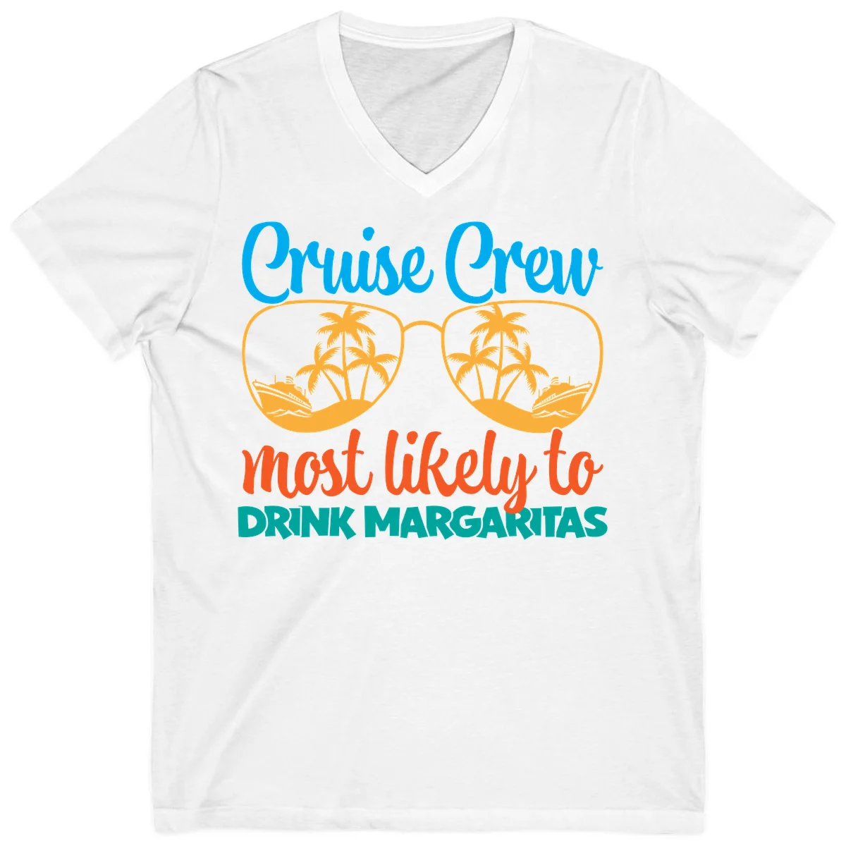 Cruise Crew Most Likely To Drink Margaritas V-Neck in White