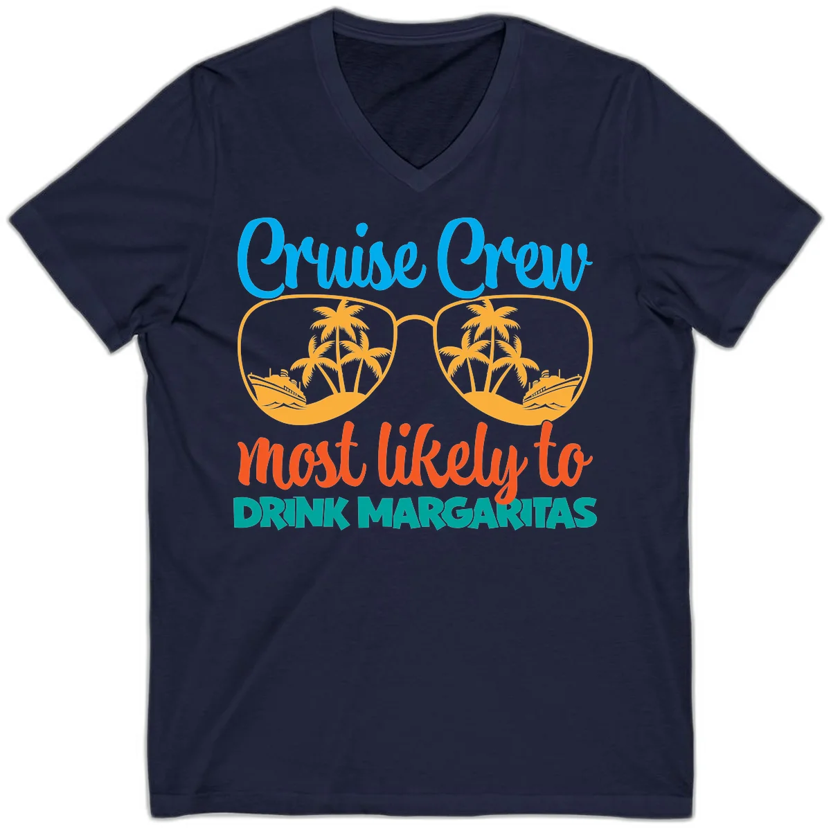 Cruise Crew Most Likely To Drink Margaritas V-Neck in Navy