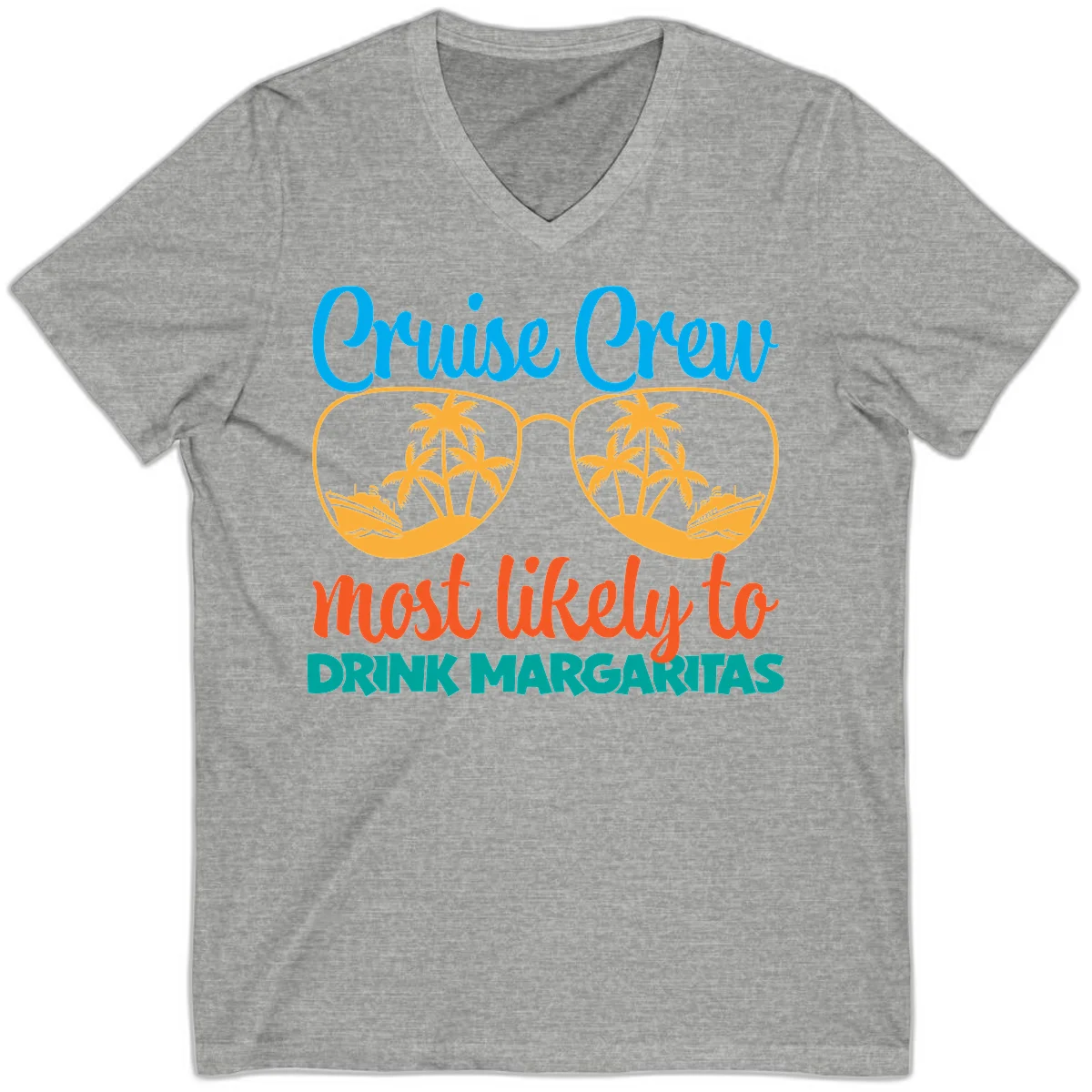 Cruise Crew Most Likely To Drink Margaritas V-Neck in Athletic Heather