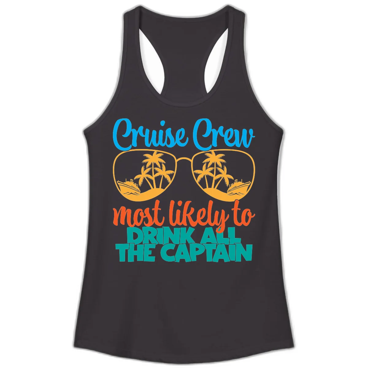 Cruise Crew Most Likely to Drink All Captain Ladies Tank in Black