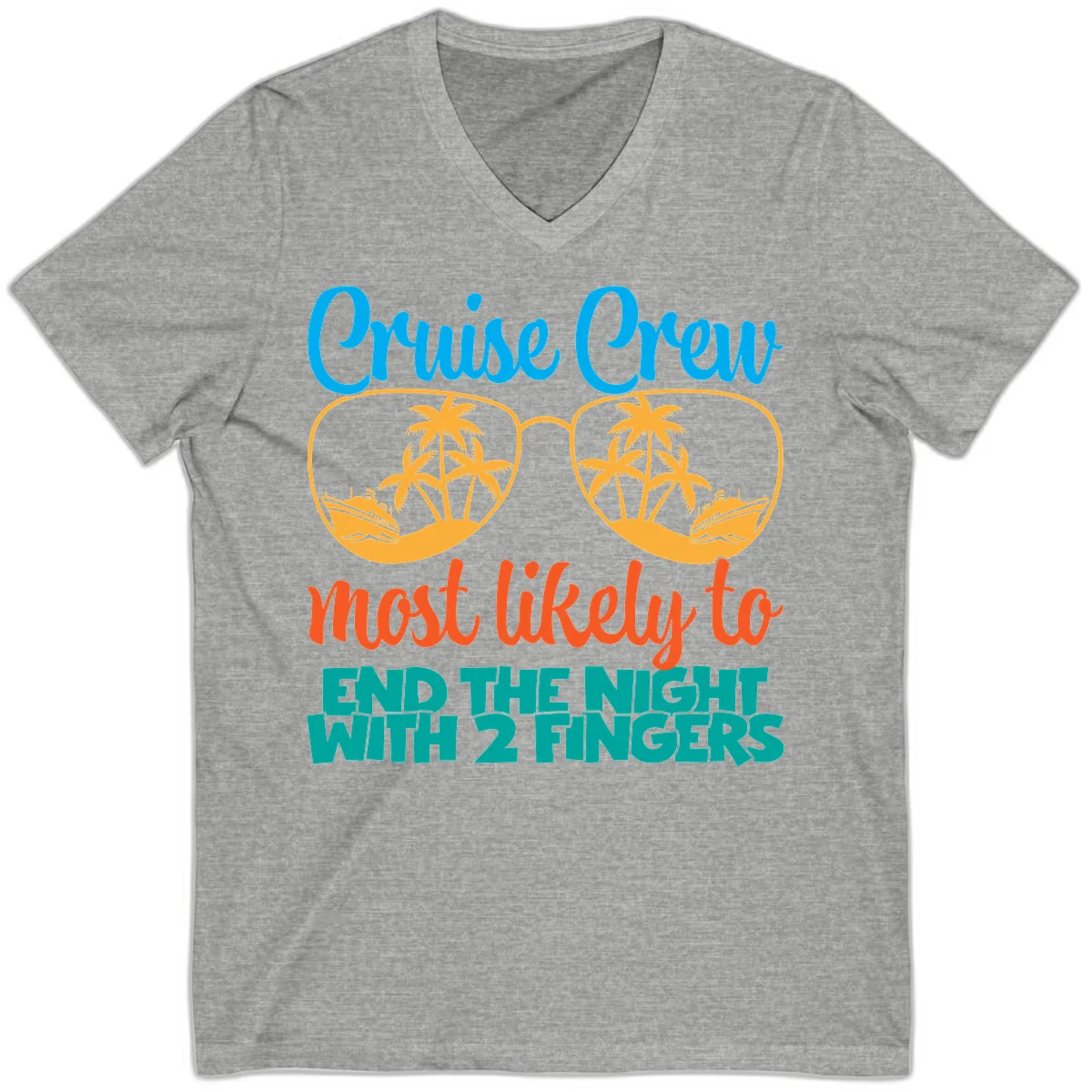 Cruise Crew Most Likely To End The Night V-Neck in Athletic Heather