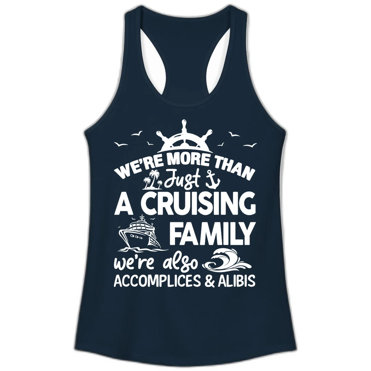 More Than Just A Cruising Family Ladies Tank in Solid Midnight Navy