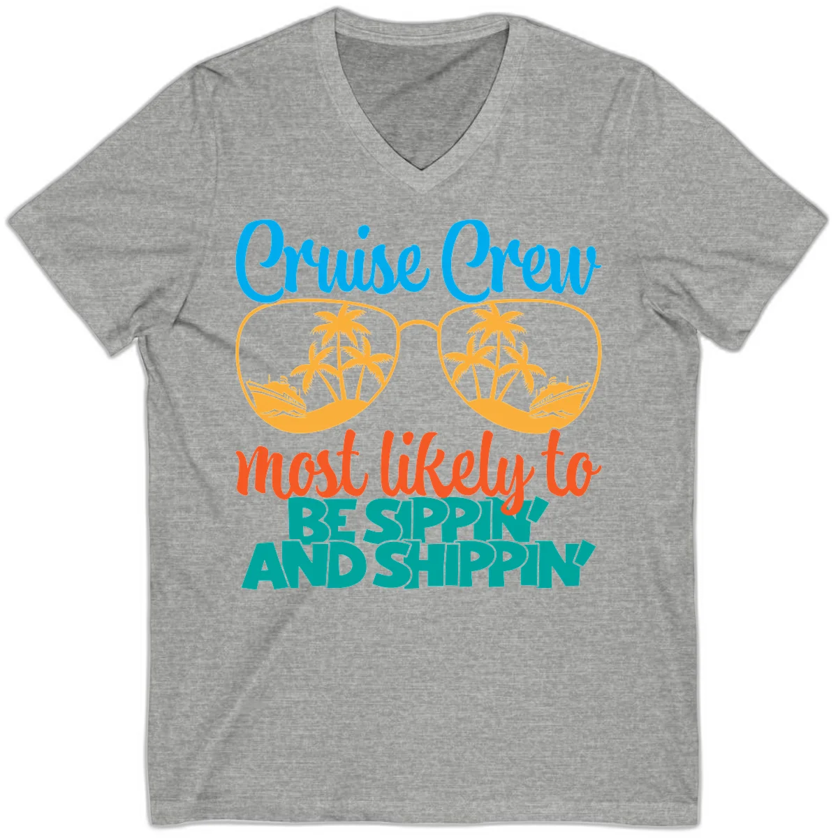 Cruise Crew Most Likely To Be Sippin' And Shippin' V-Neck in Athletic Heather