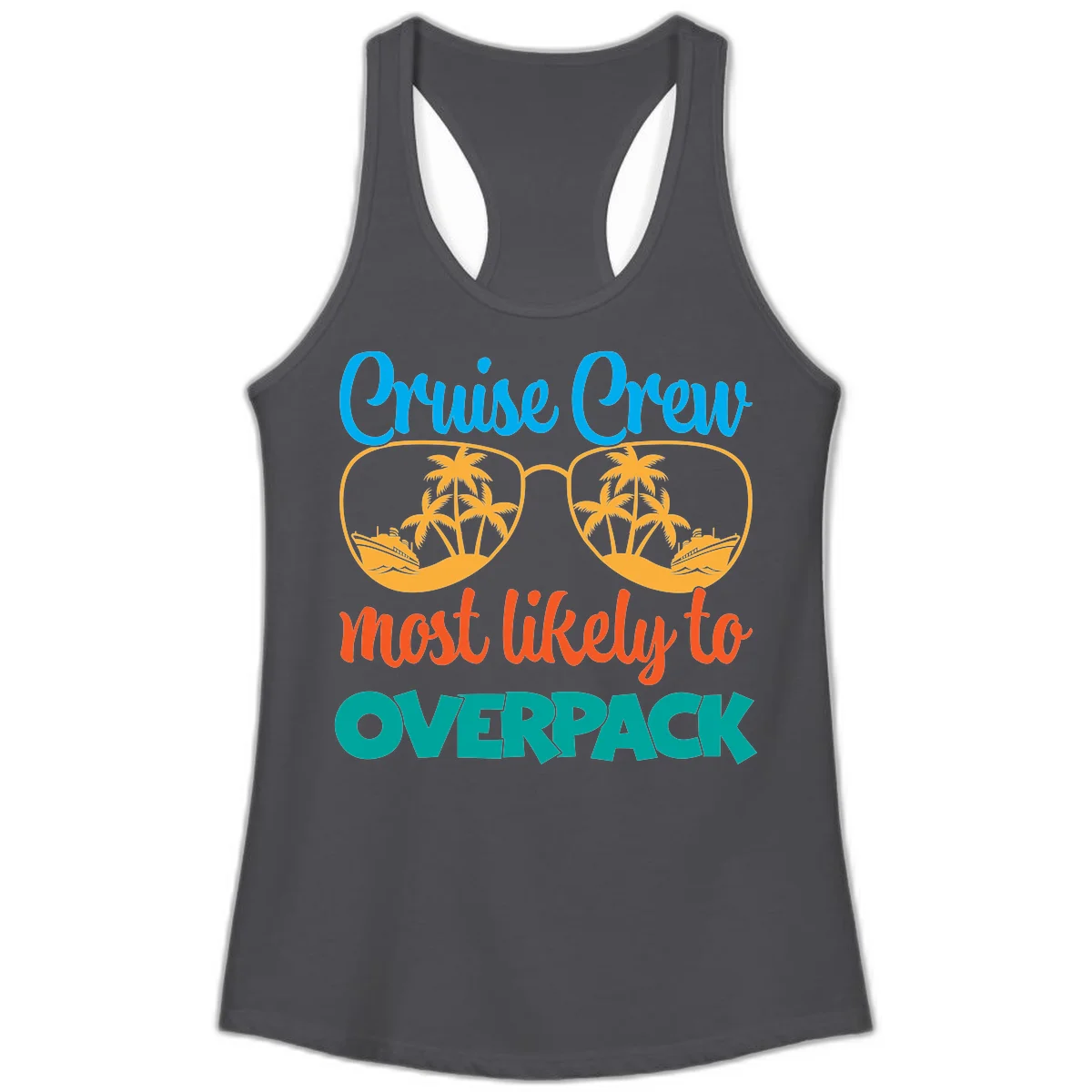 Cruise Crew Most Likely To Overpack Ladies Tank in Solid Dark Gray