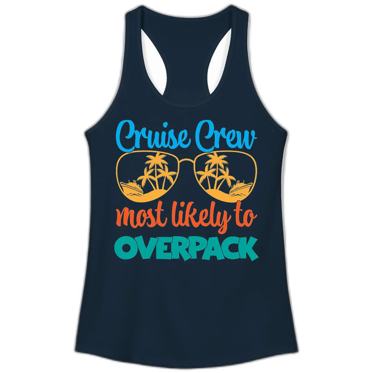Cruise Crew Most Likely To Overpack Ladies Tank in Solid Midnight Navy