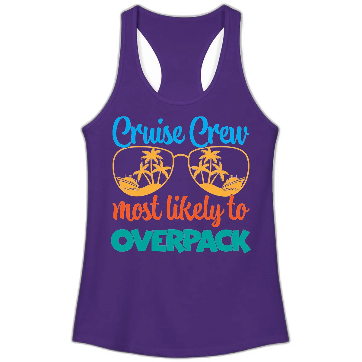 Cruise Crew Most Likely To Overpack Ladies Tank in Solid Purple Rush
