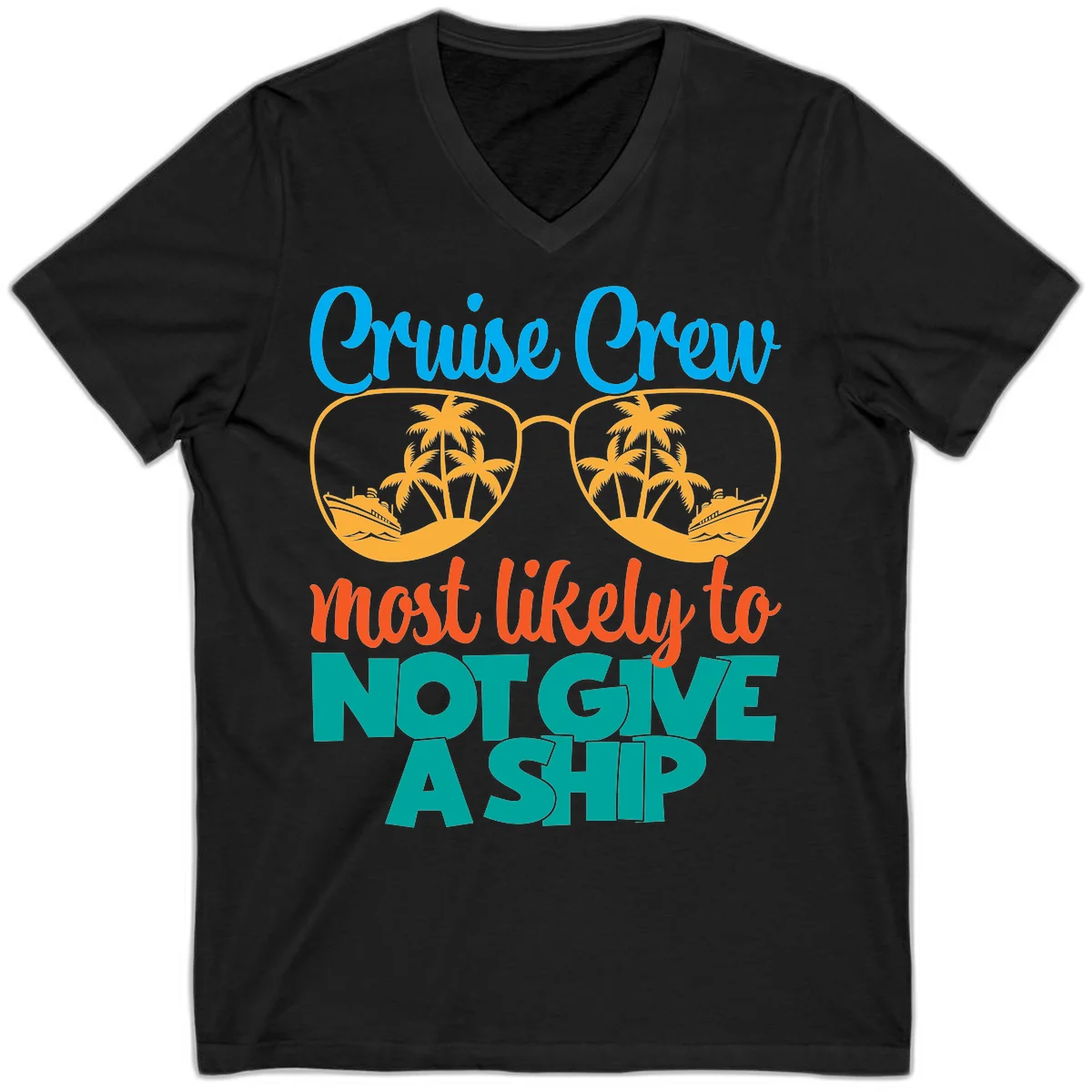 Cruise Crew What Likely To Not Give A Ship V-Neck in Black