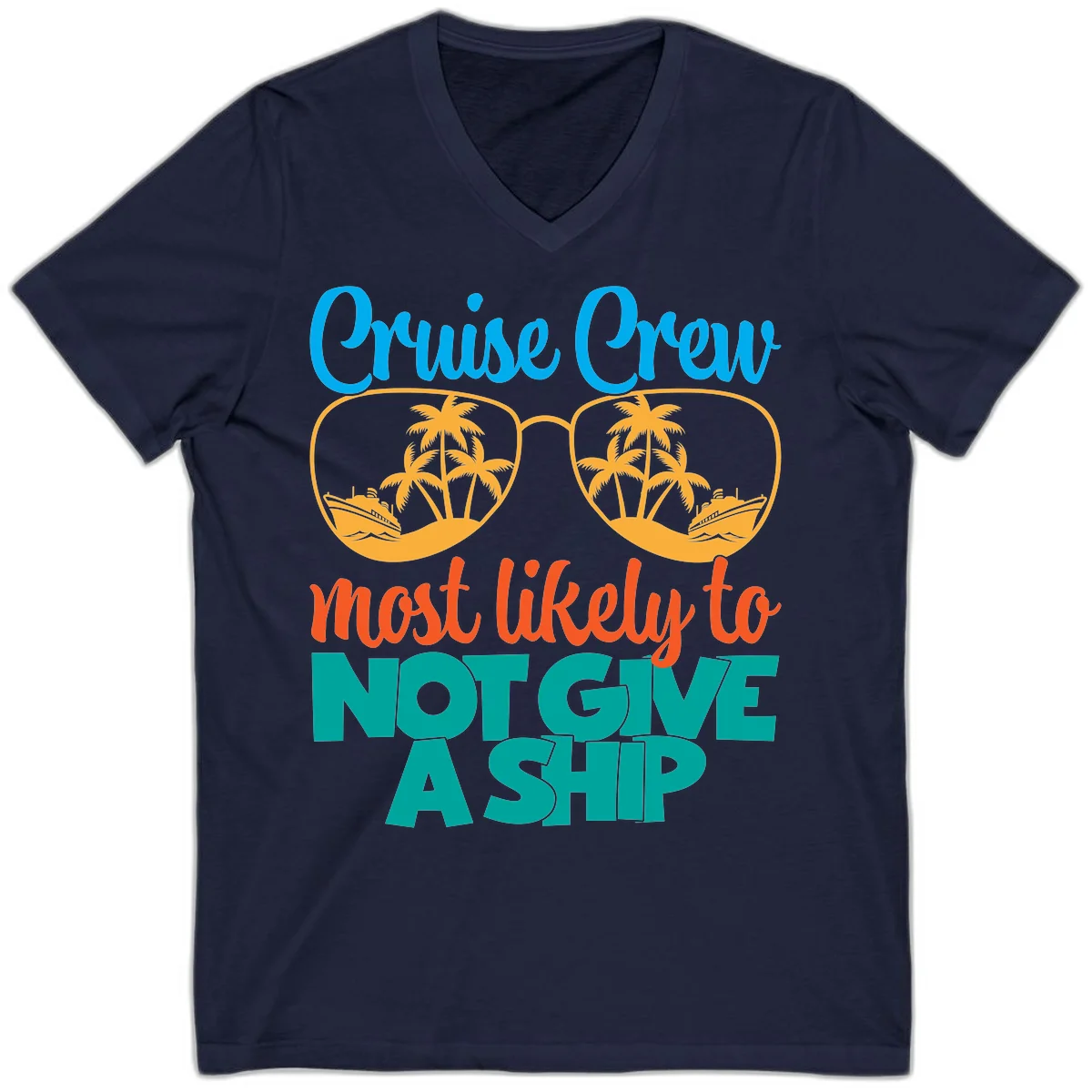 Cruise Crew What Likely To Not Give A Ship V-Neck in Navy
