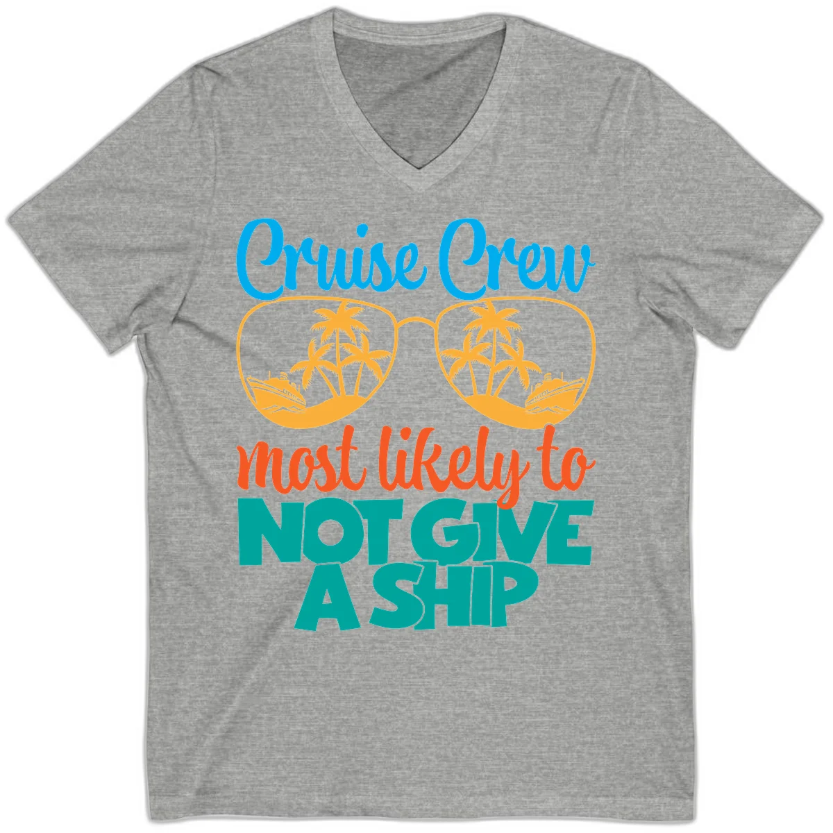 Cruise Crew What Likely To Not Give A Ship V-Neck in Athletic Heather