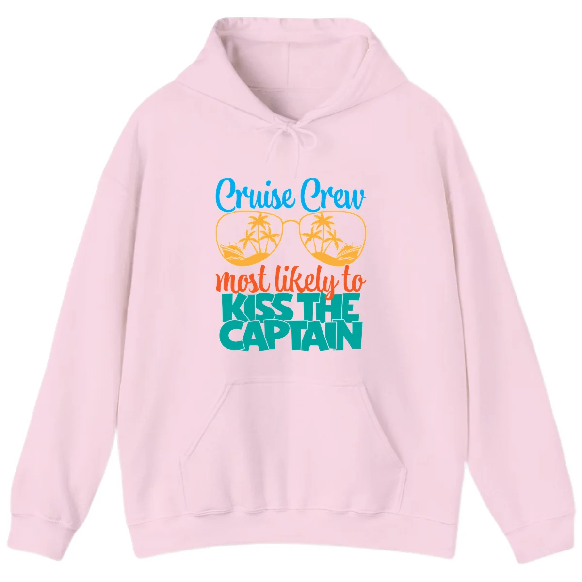 Cruise Crew Most Likely To Kiss The Captain Hoodie in Light Pink