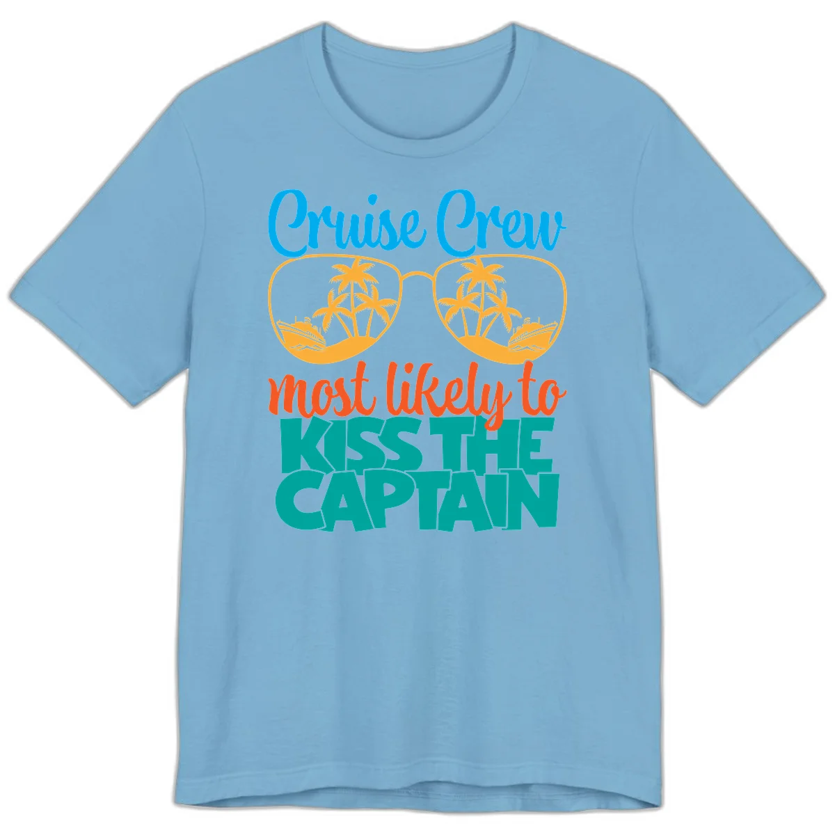 Cruise Crew Most Likely To Kiss The Captain Premium T-Shirt in Ocean Blue