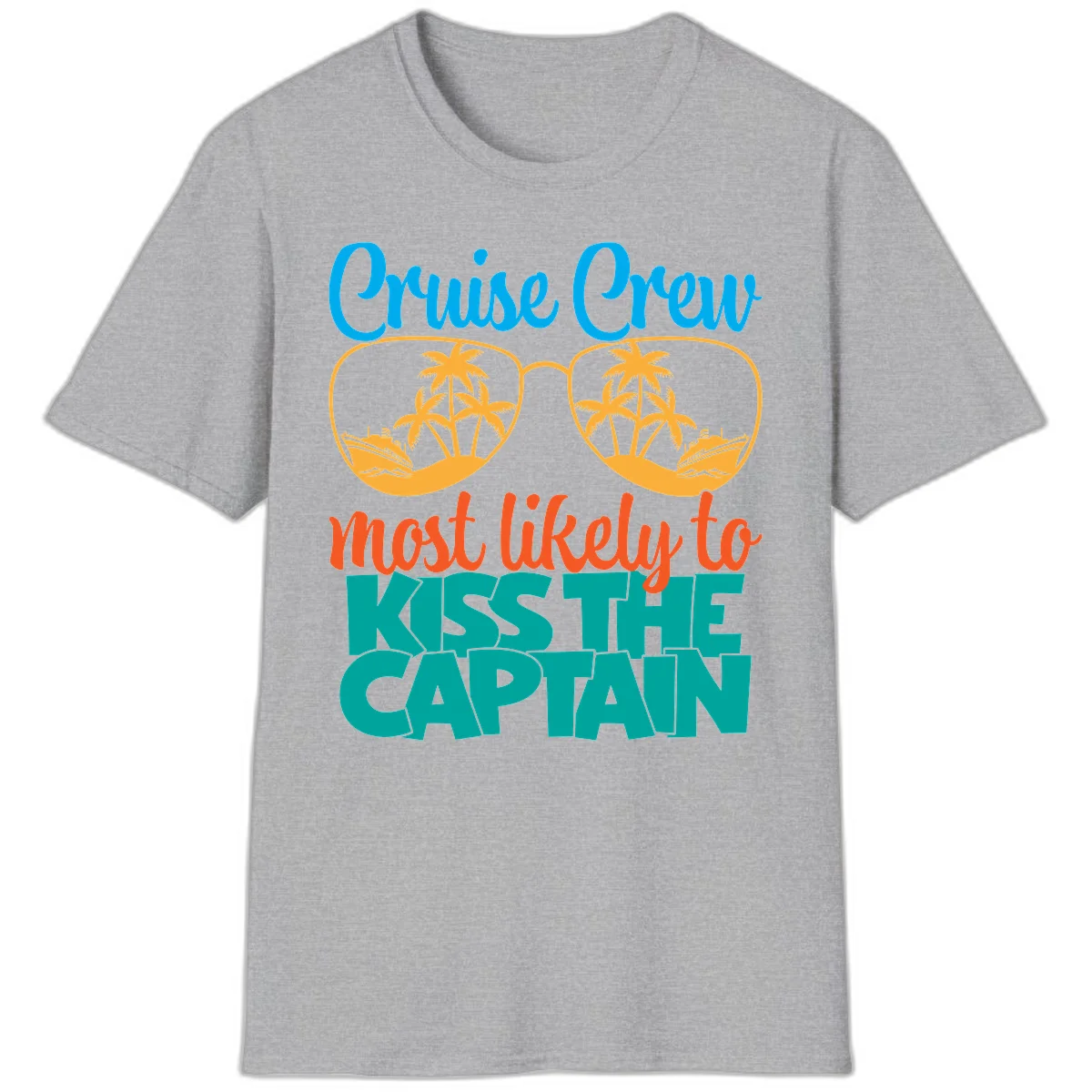 Cruise Crew Most Likely To Kiss The Captain T-Shirt in Sport Grey