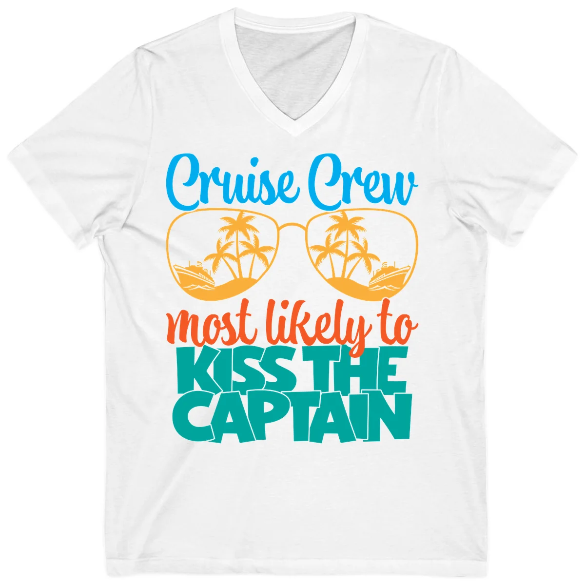 Cruise Crew Most Likely To Kiss The Captain V-Neck in White