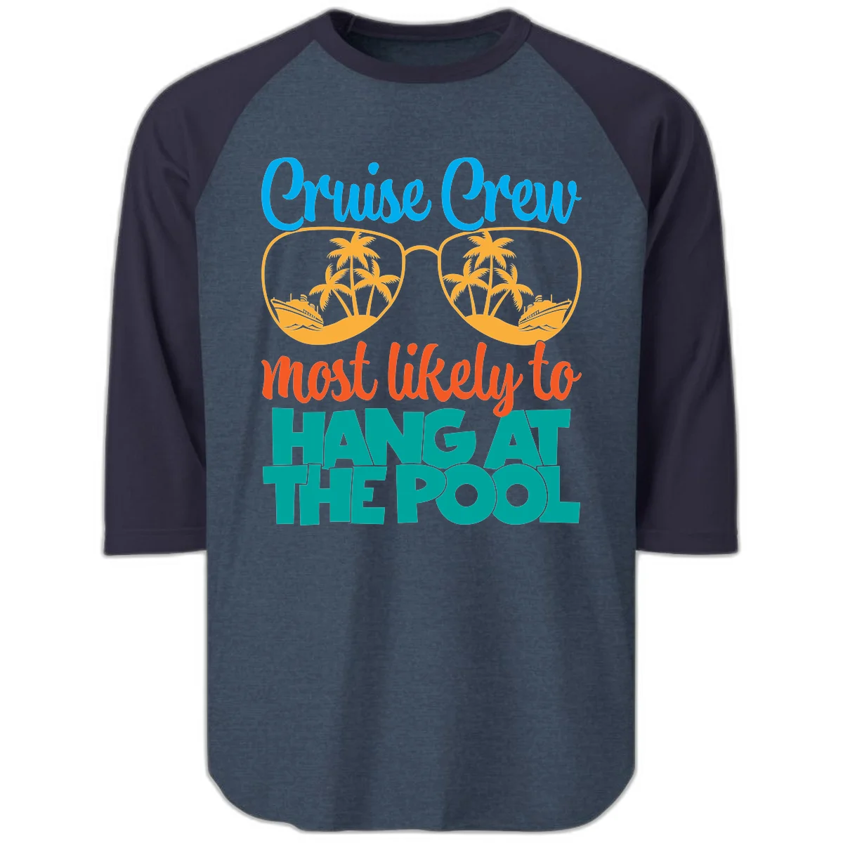 Cruise Crew What Likely To Hang At The Pool Raglan 3/4 in Heather Denim Navy