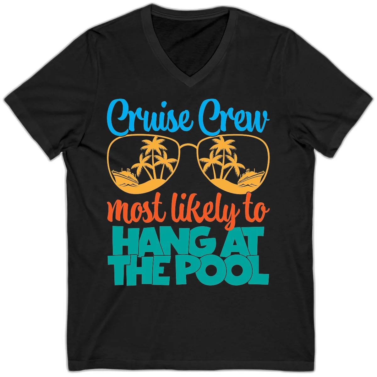 Cruise Crew What Likely To Hang At The Pool V-Neck in Black