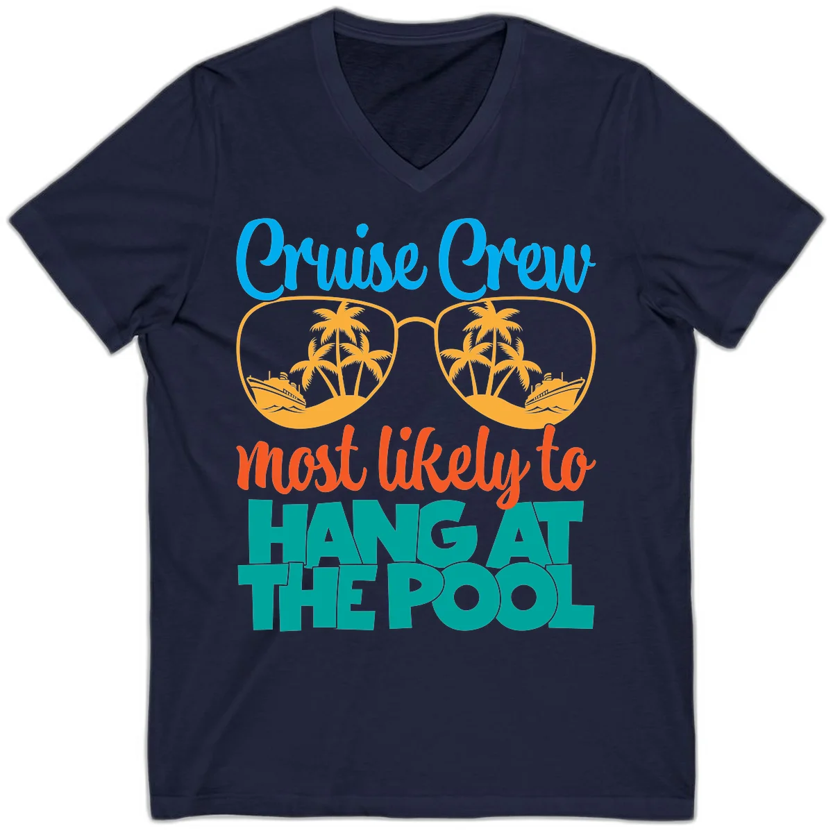 Cruise Crew What Likely To Hang At The Pool V-Neck in Navy