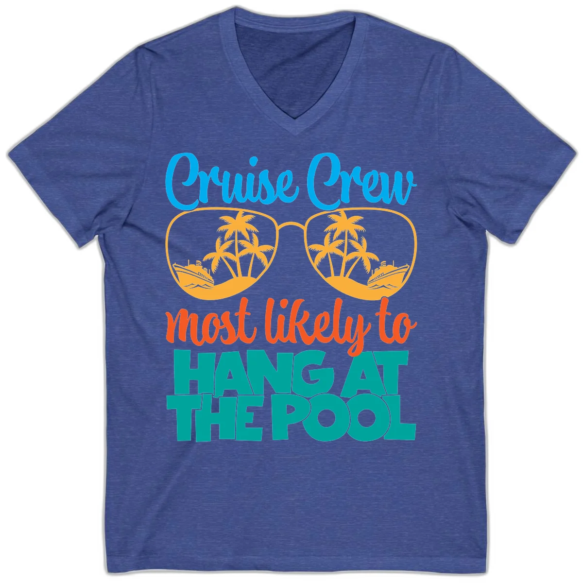 Cruise Crew What Likely To Hang At The Pool V-Neck in Heather True Royal