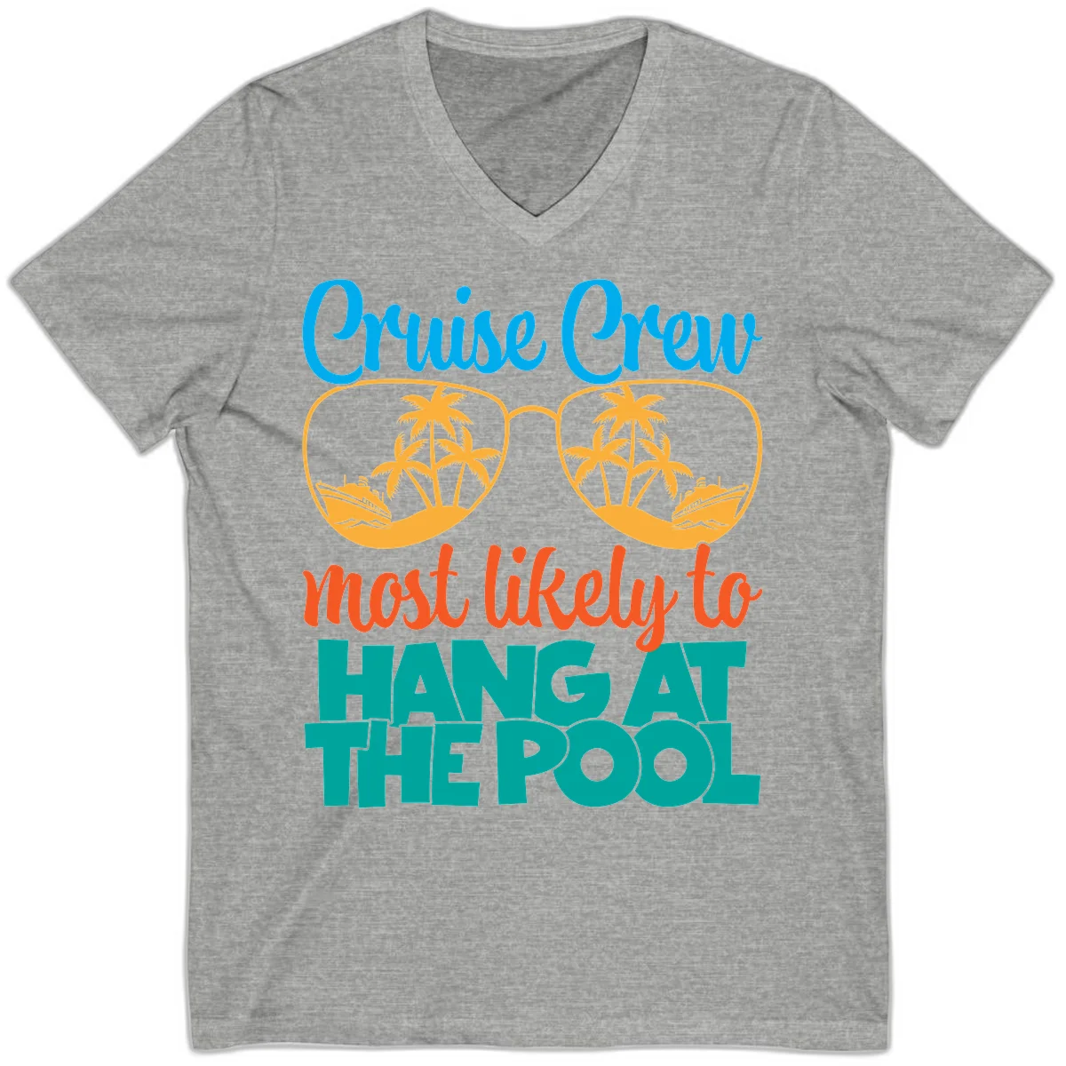Cruise Crew What Likely To Hang At The Pool V-Neck in Athletic Heather