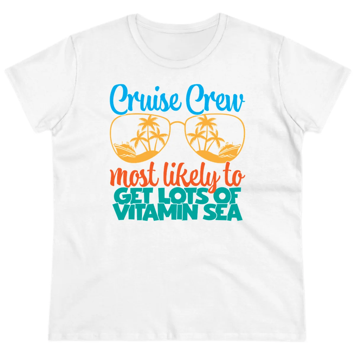 Cruise Crew Most Likely To Get Lost At Sea Ladies Tee in White