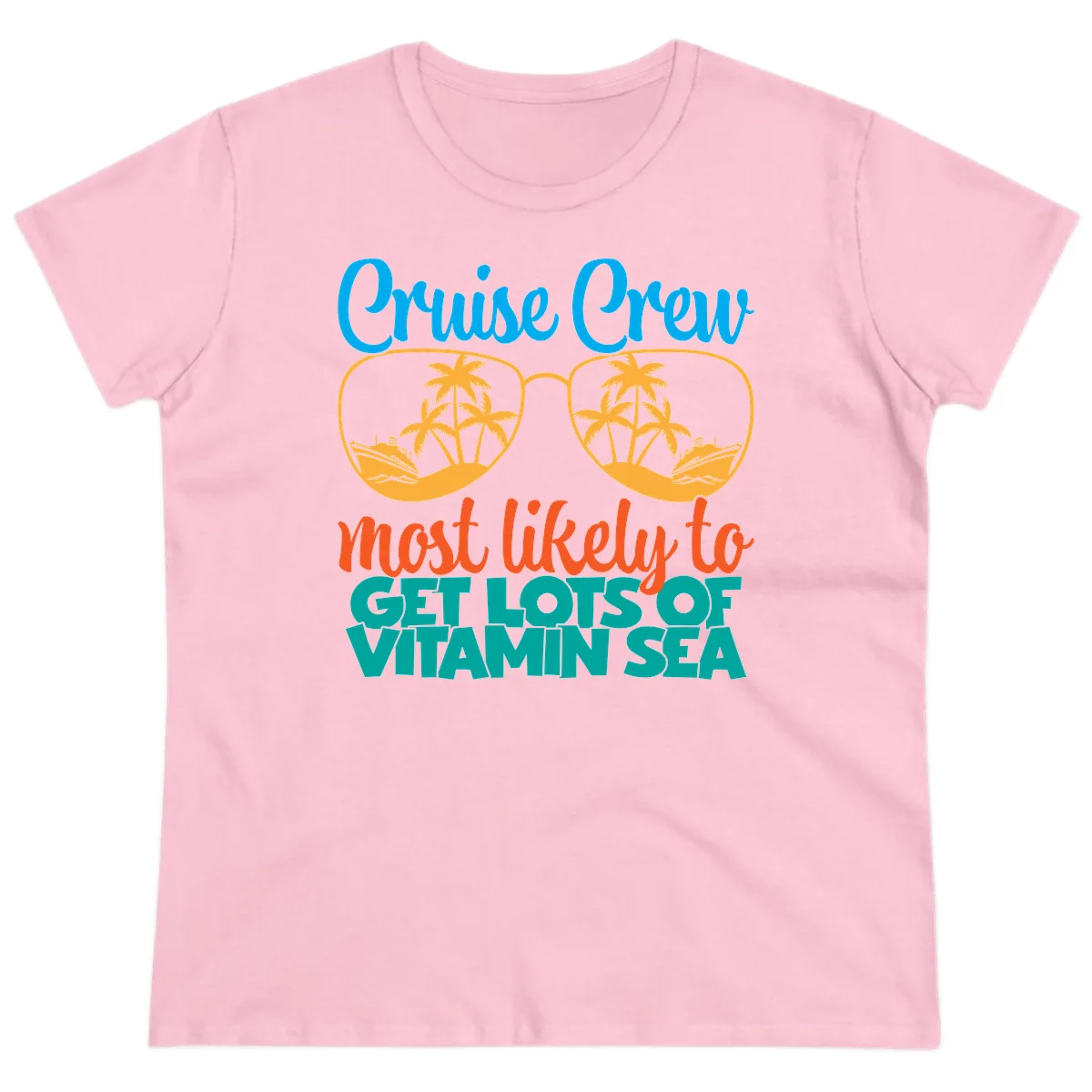 Cruise Crew Most Likely To Get Lost At Sea Ladies Tee in Light Pink