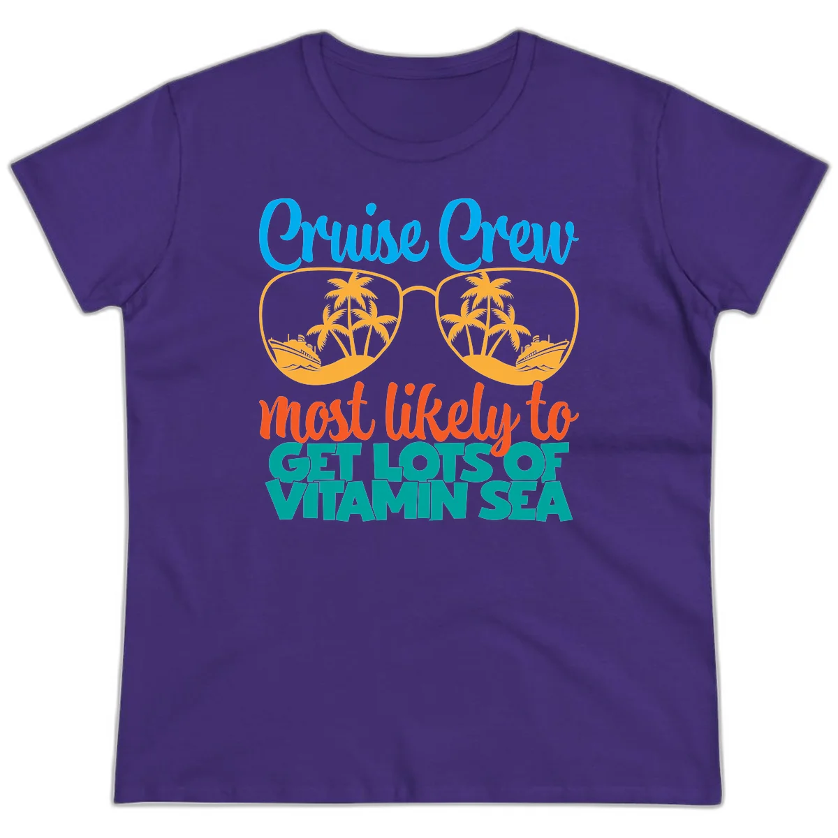 Cruise Crew Most Likely To Get Lost At Sea Ladies Tee in Purple