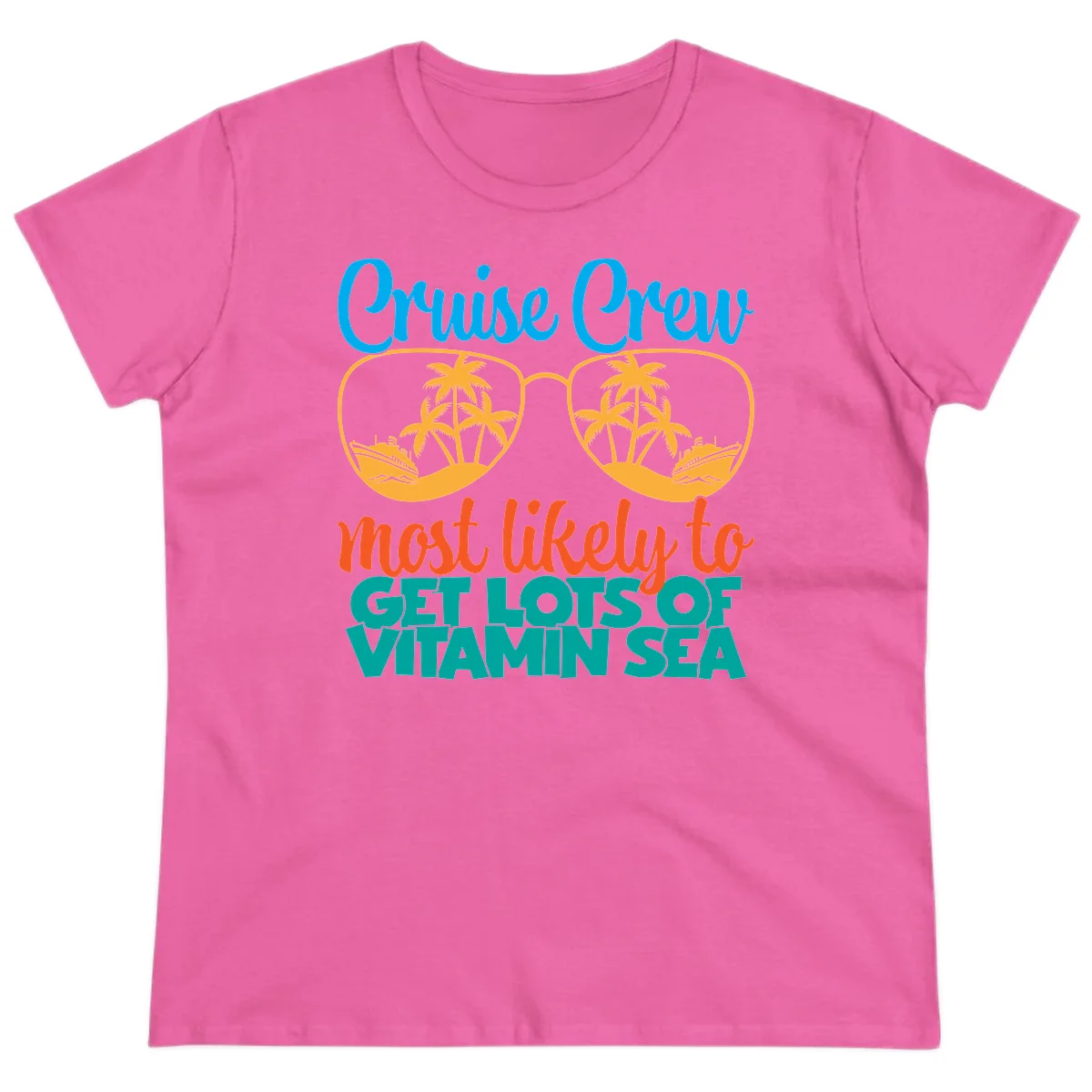 Cruise Crew Most Likely To Get Lost At Sea Ladies Tee in Azalea