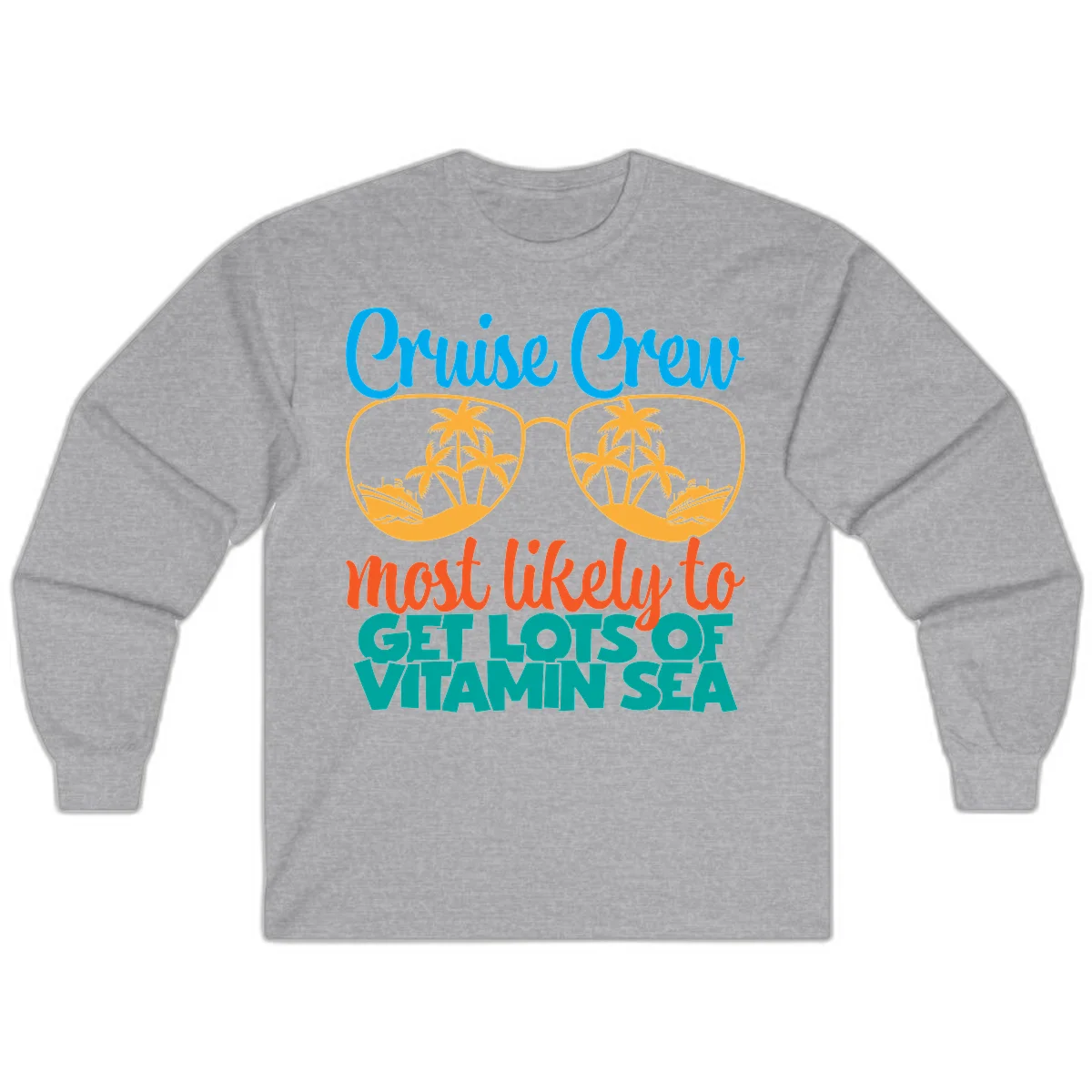 Cruise Crew Most Likely To Get Lost At Sea Long Sleeve in Sport Grey
