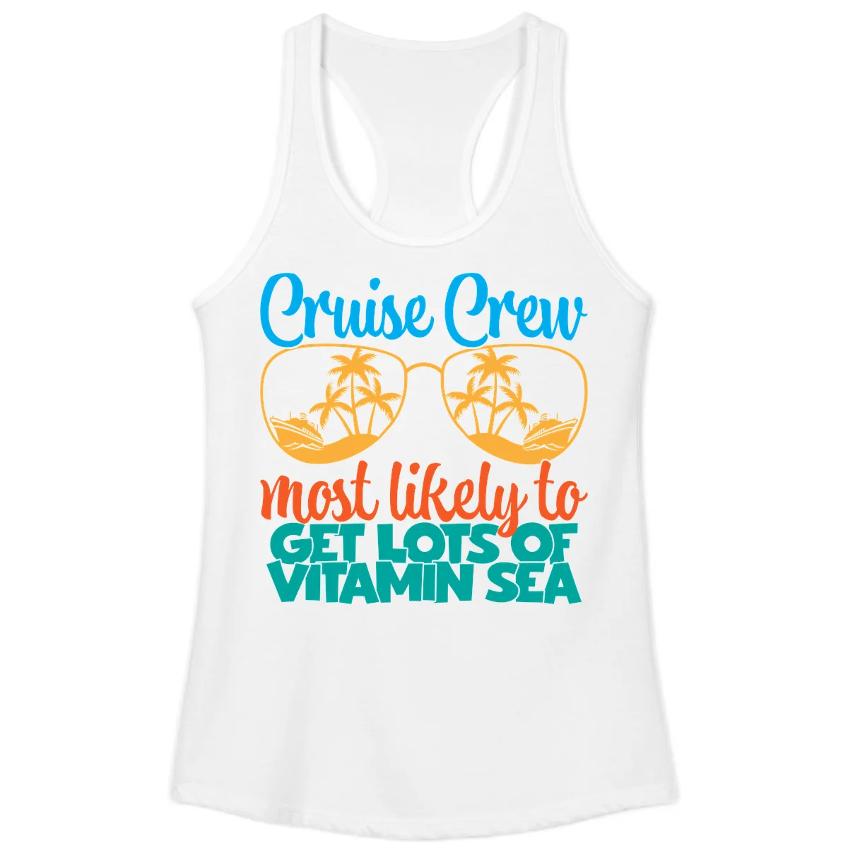Cruise Crew Most Likely To Get Lost At Sea Ladies Tank in White