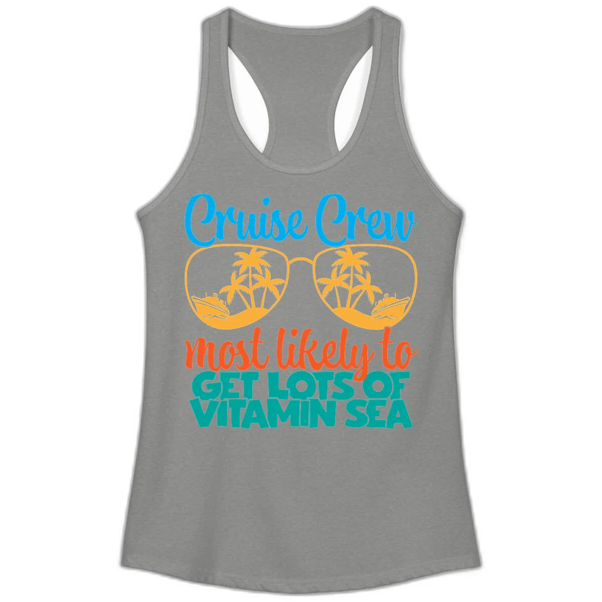 Cruise Crew Most Likely To Get Lost At Sea Ladies Tank in Heather Grey
