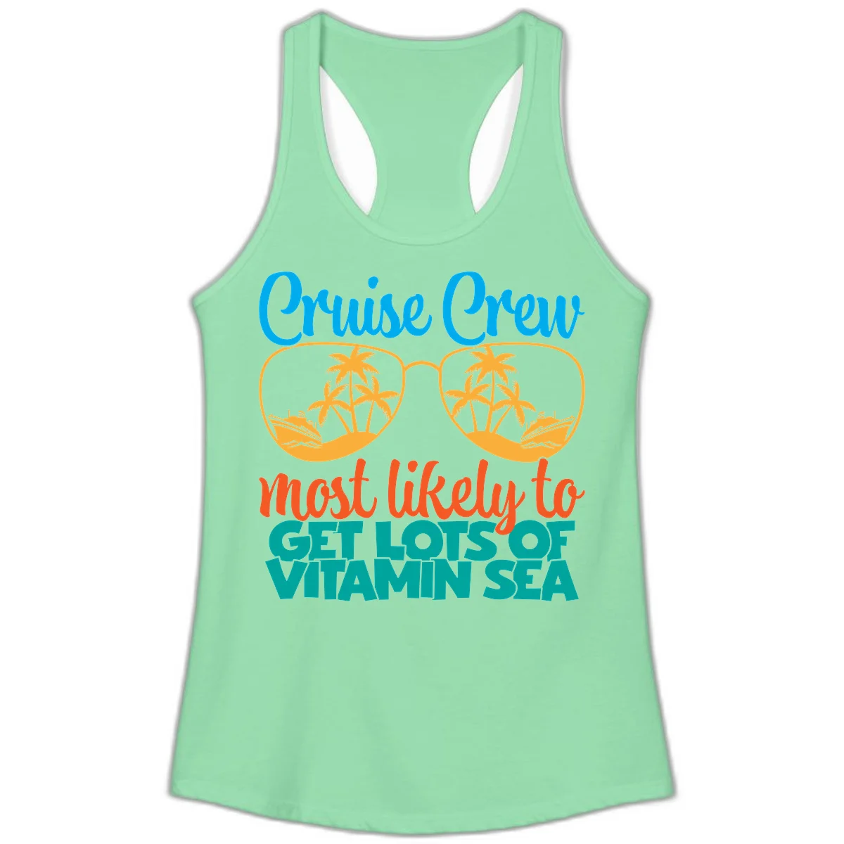 Cruise Crew Most Likely To Get Lost At Sea Ladies Tank in Solid Mint