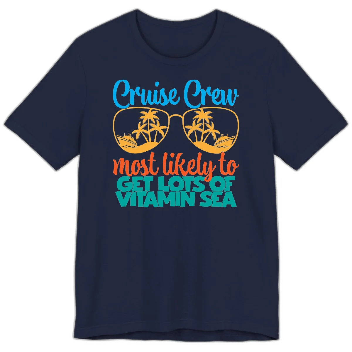 Cruise Crew Most Likely To Get Lost At Sea Premium T-Shirt in Navy
