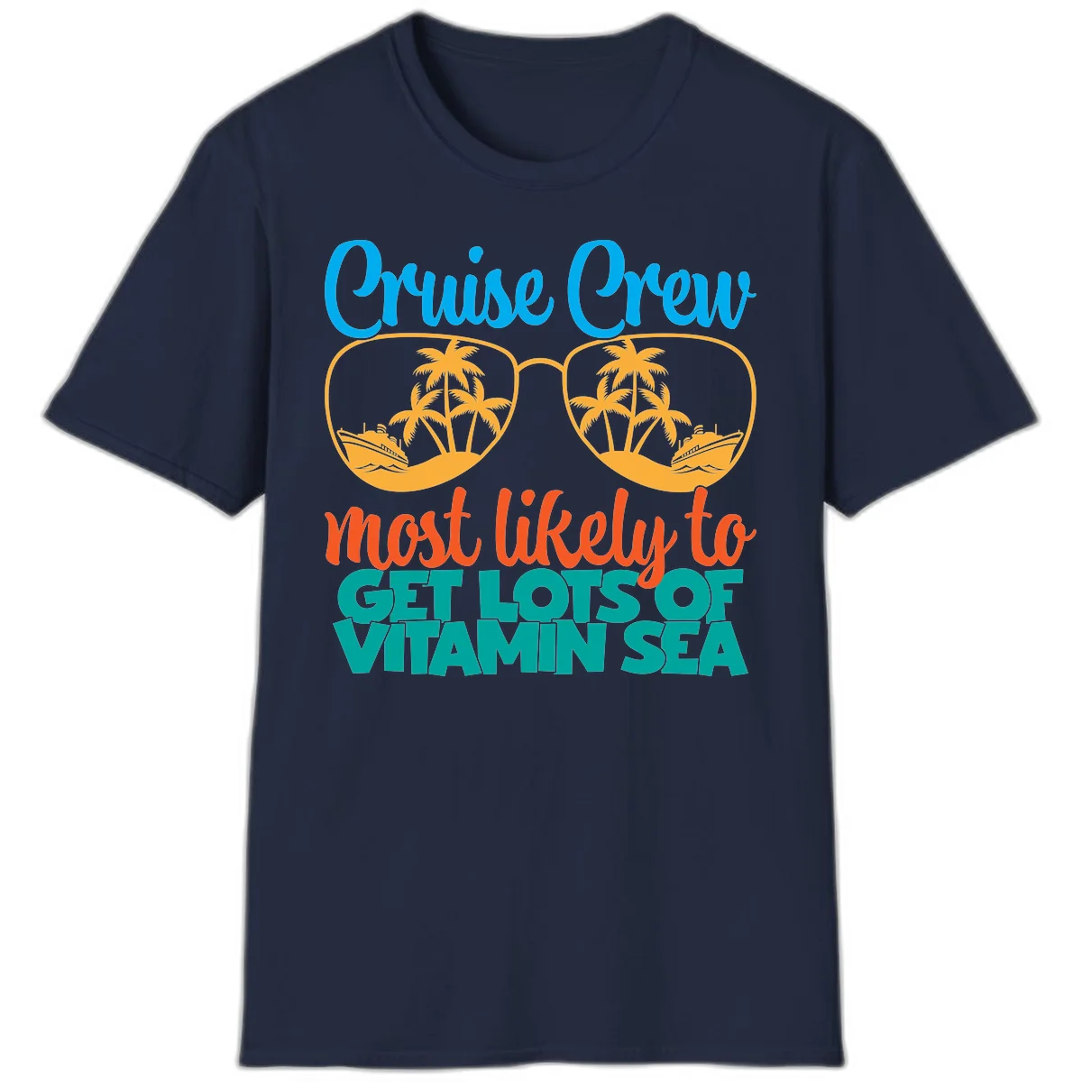 Cruise Crew Most Likely To Get Lost At Sea T-Shirt in Navy
