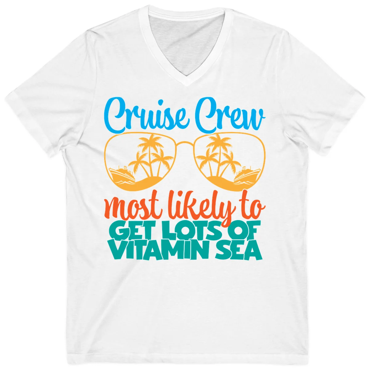Cruise Crew Most Likely To Get Lost At Sea V-Neck in White