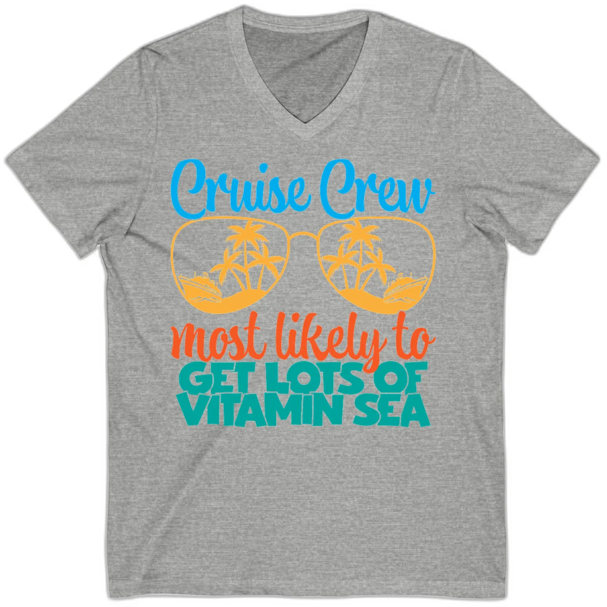 Cruise Crew Most Likely To Get Lost At Sea V-Neck in Athletic Heather