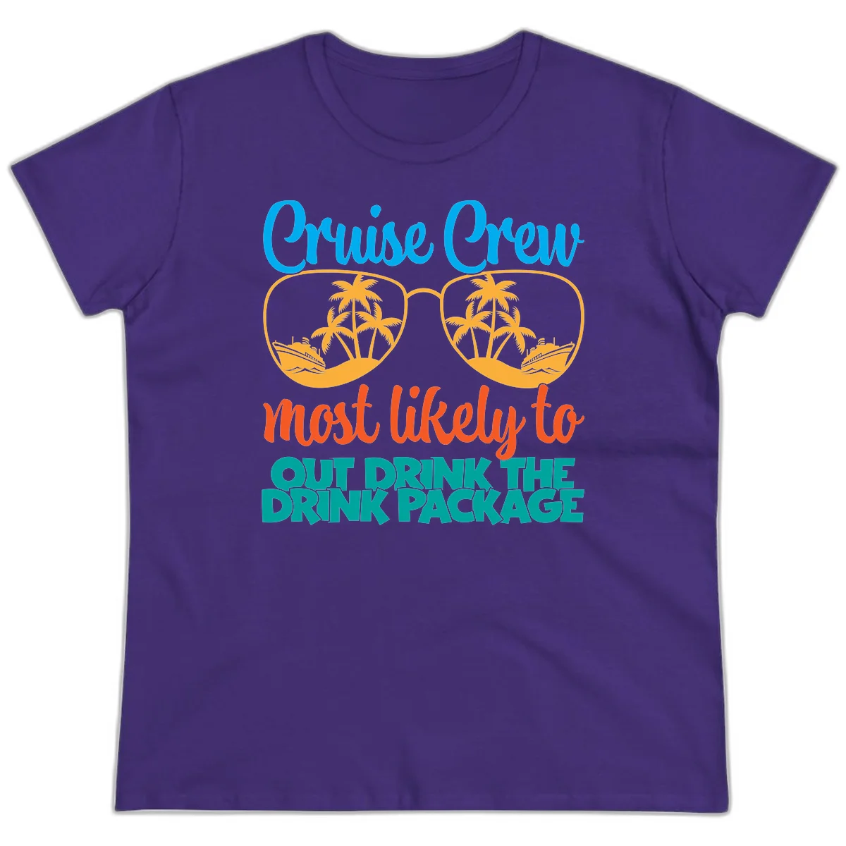 Cruise Crew Most Likely To Drink Package Ladies Tee in Purple