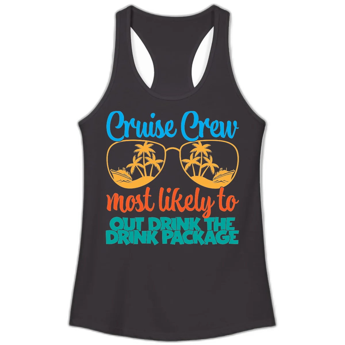 Cruise Crew Most Likely To Drink Package Ladies Tank in Black