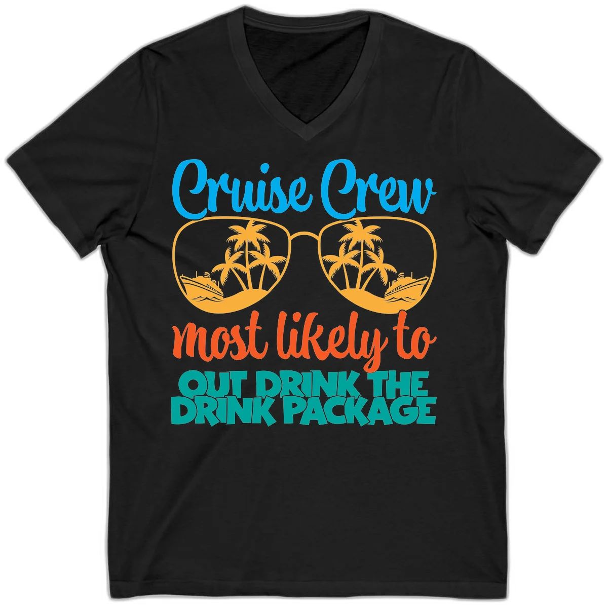 Cruise Crew Most Likely To Drink Package V-Neck in Black