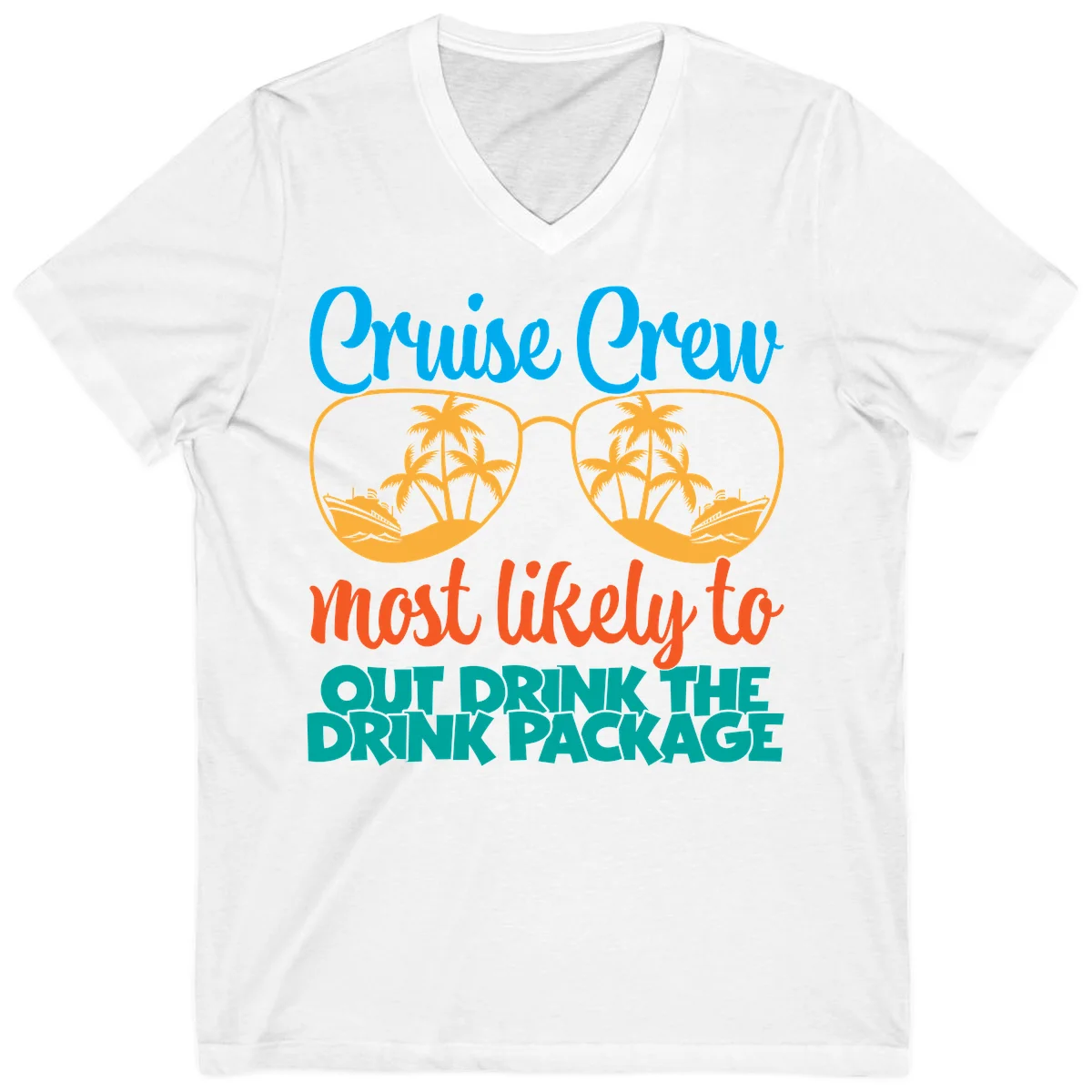 Cruise Crew Most Likely To Drink Package V-Neck in White