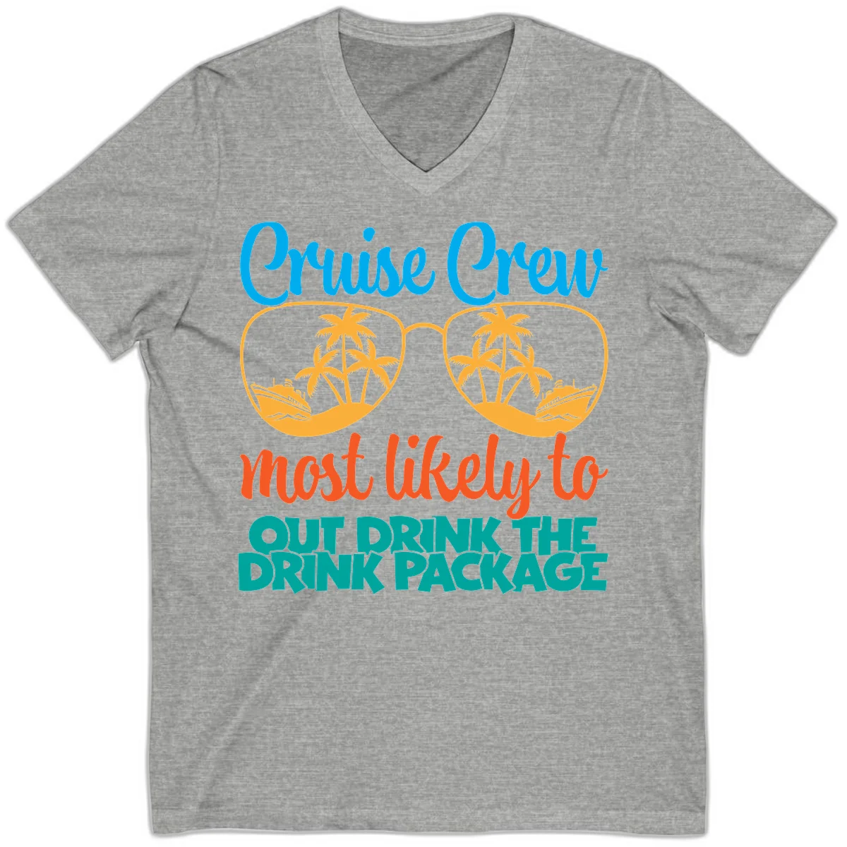 Cruise Crew Most Likely To Drink Package V-Neck in Athletic Heather