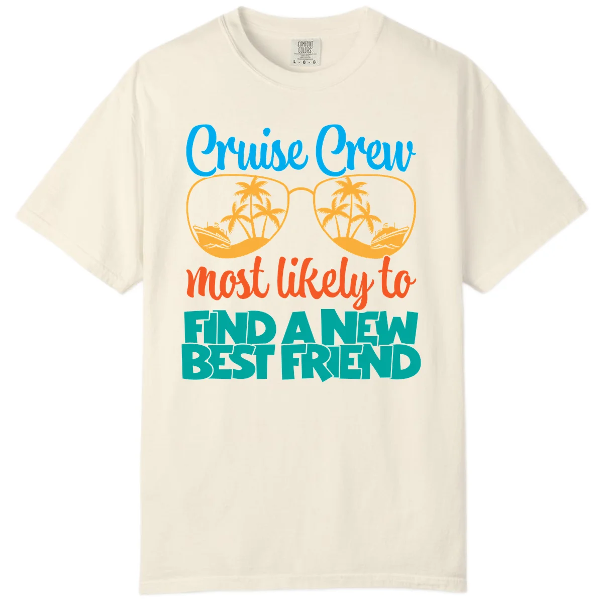 Cruise Crew Most Likely to Find a New Best Friend Comfort Color Tee in Ivory