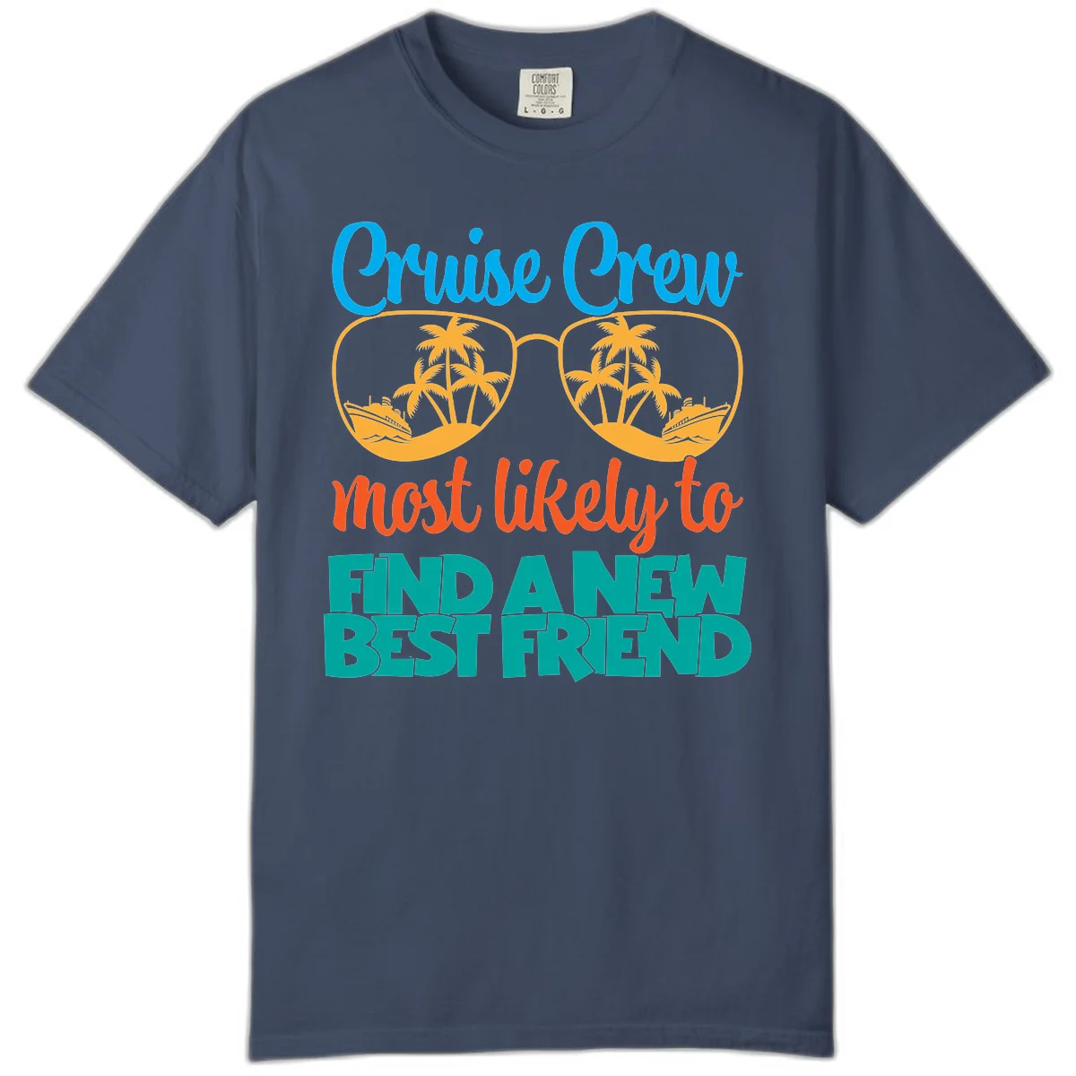 Cruise Crew Most Likely to Find a New Best Friend Comfort Color Tee in Midnight