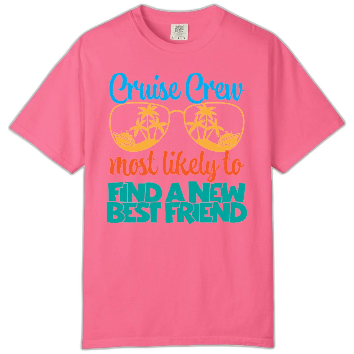Cruise Crew Most Likely to Find a New Best Friend Comfort Color Tee in Crunchberry