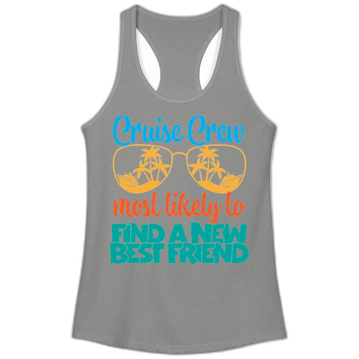 Cruise Crew Most Likely to Find a New Best Friend Ladies Tank in Heather Grey