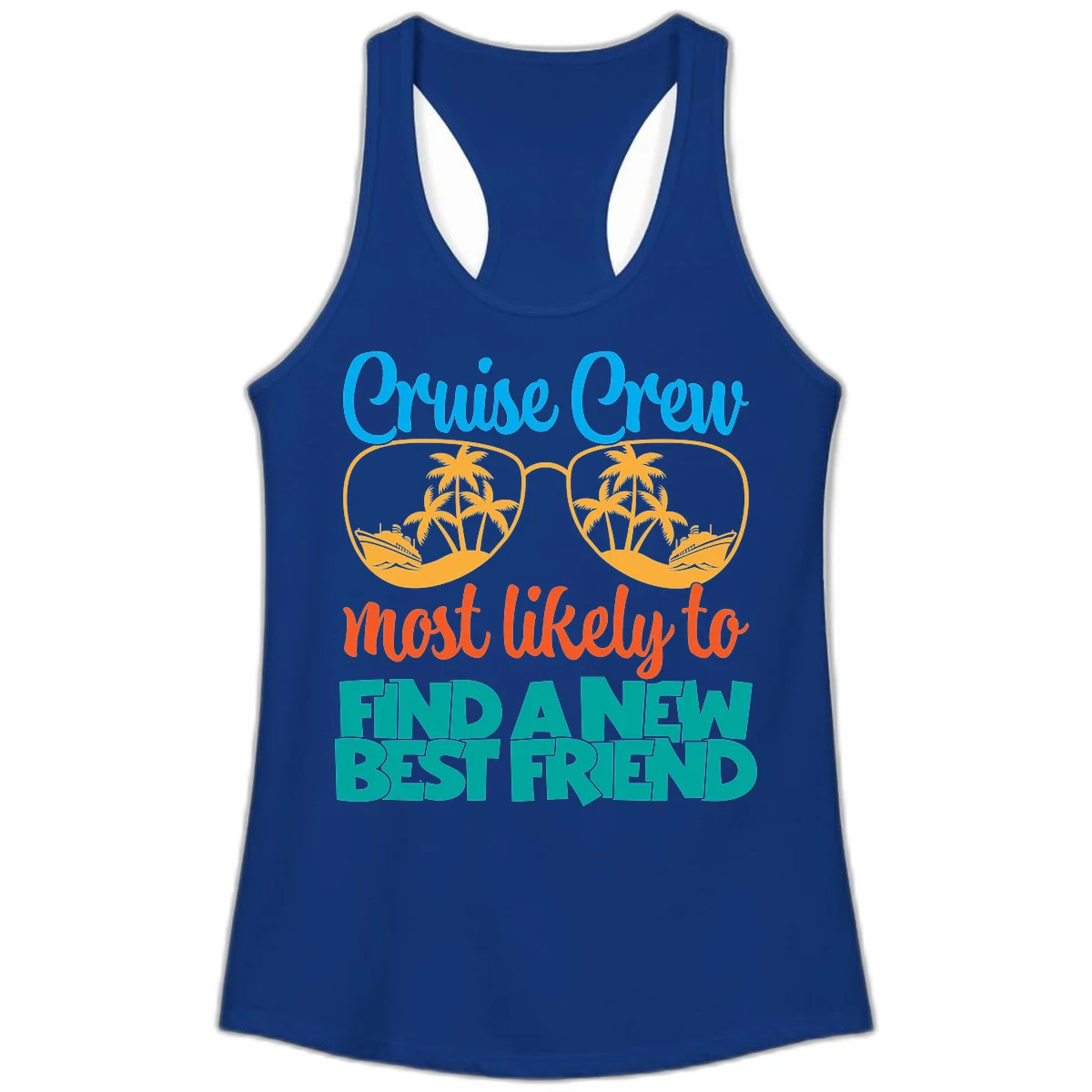 Cruise Crew Most Likely to Find a New Best Friend Ladies Tank in Solid Royal