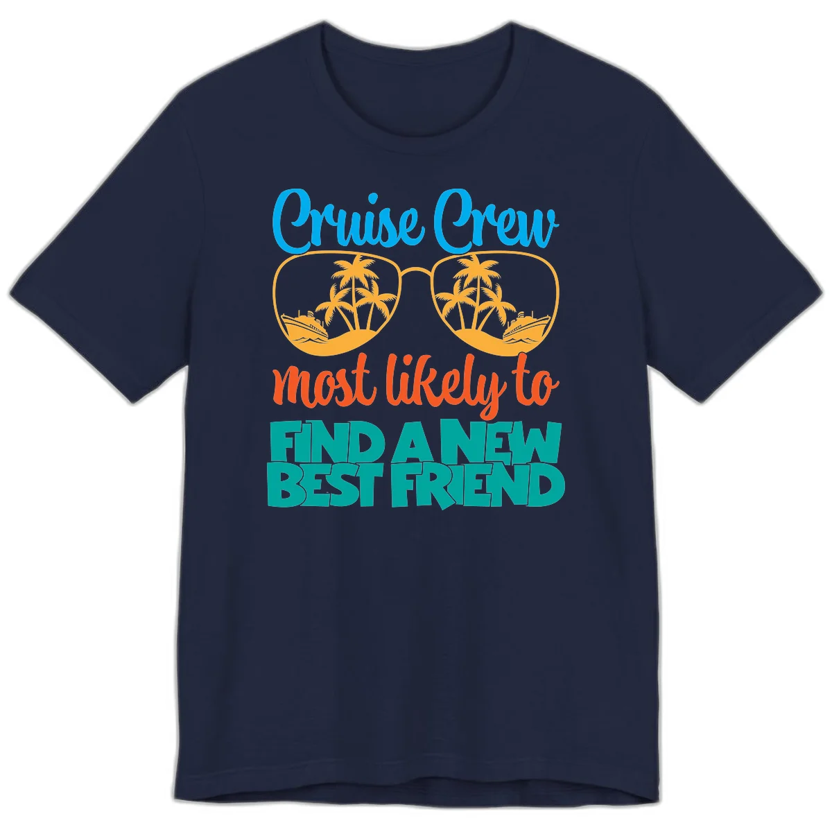 Cruise Crew Most Likely to Find a New Best Friend Premium T-Shirt in Navy