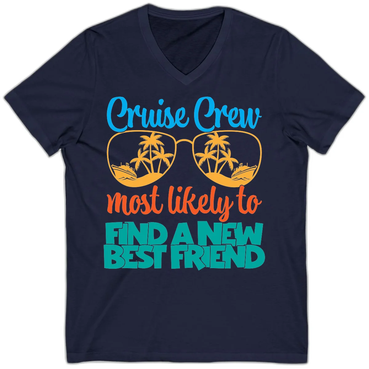 Cruise Crew Most Likely to Find a New Best Friend V-Neck in Navy