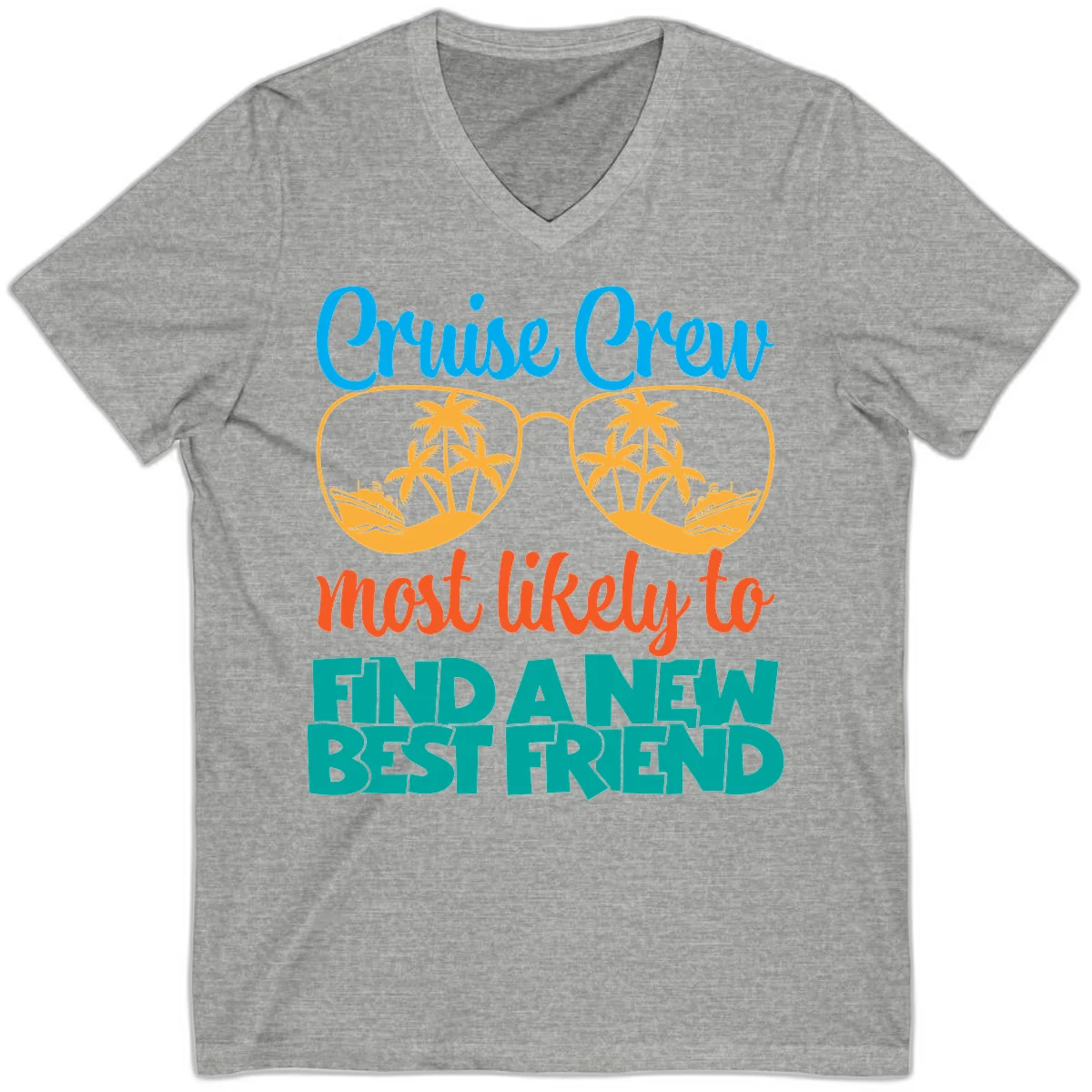 Cruise Crew Most Likely to Find a New Best Friend V-Neck in Athletic Heather