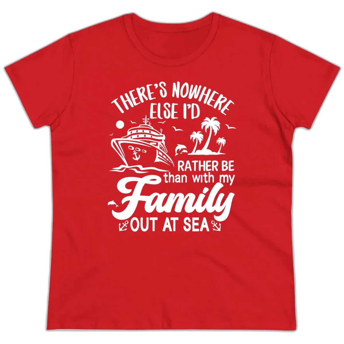 Rather Be Out At Sea Ladies Tee in Red