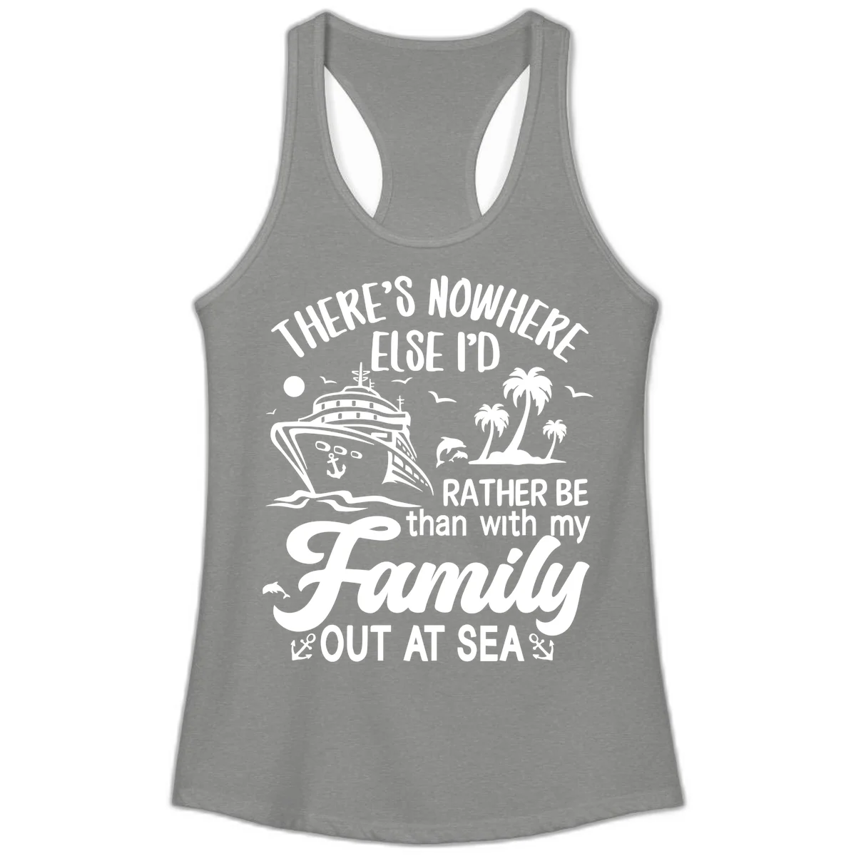 Rather Be Out At Sea Ladies Tank in Heather Grey