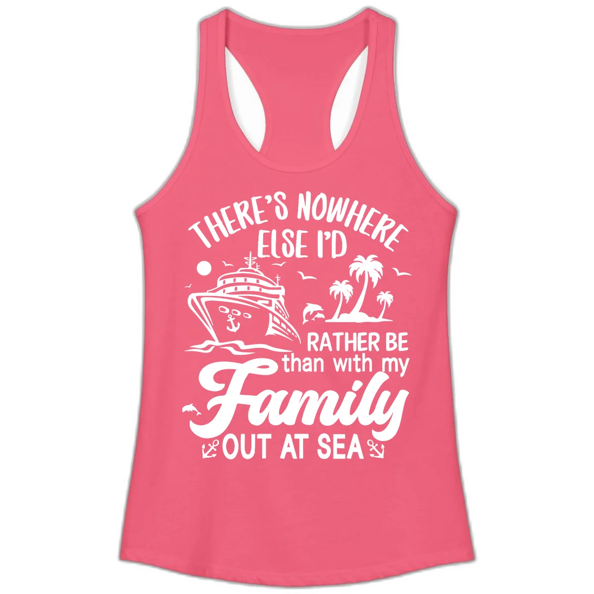Rather Be Out At Sea Ladies Tank in Hot Pink